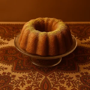 Persian spinach cake whole on plate